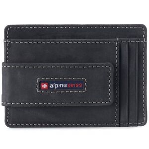 Alpine Swiss Mens RFID Safe Slim Magnetic Money Clip Leather Front Pocket Wallet